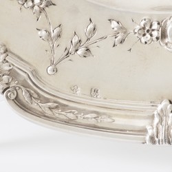 Art Nouveau delicatessen schaal, Delheid Frères, Brussel ca. 1890-1910, zilver