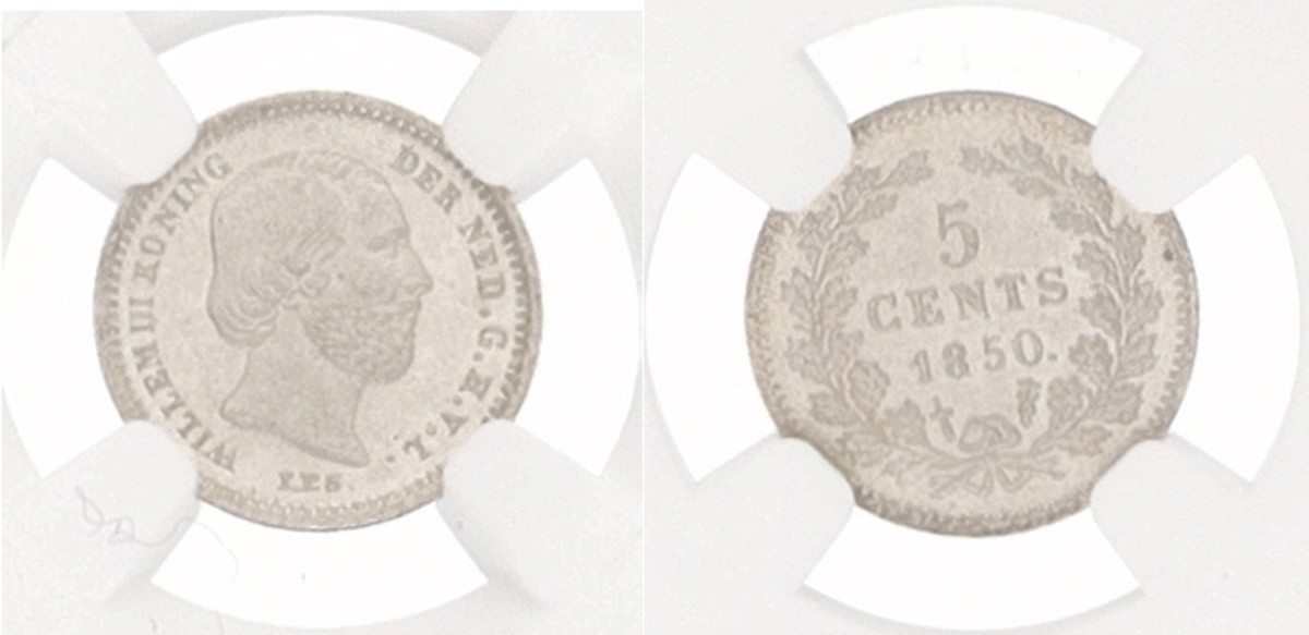 5 Cent. Willem III. 1850 - With dot. MS 67