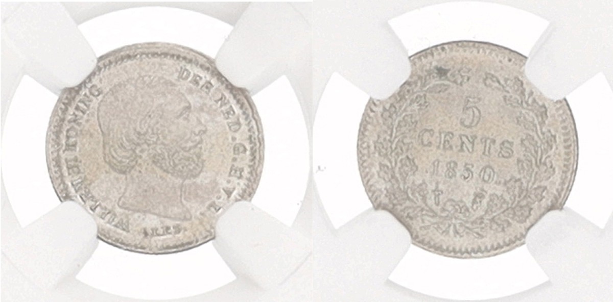 5 Cent. Willem III. 1850 - With dot. MS 65