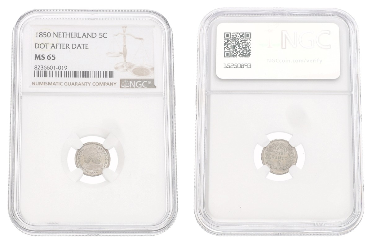 5 Cent. Willem III. 1850 - With dot. MS 65