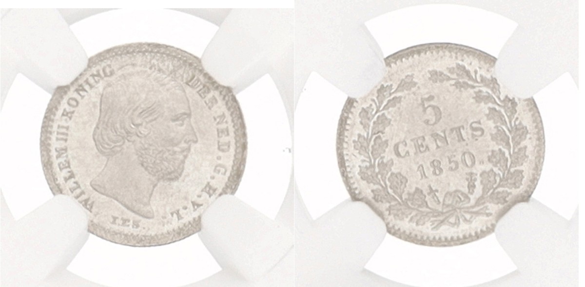 5 Cent. Willem III. 1850 - With dot. MS 66
