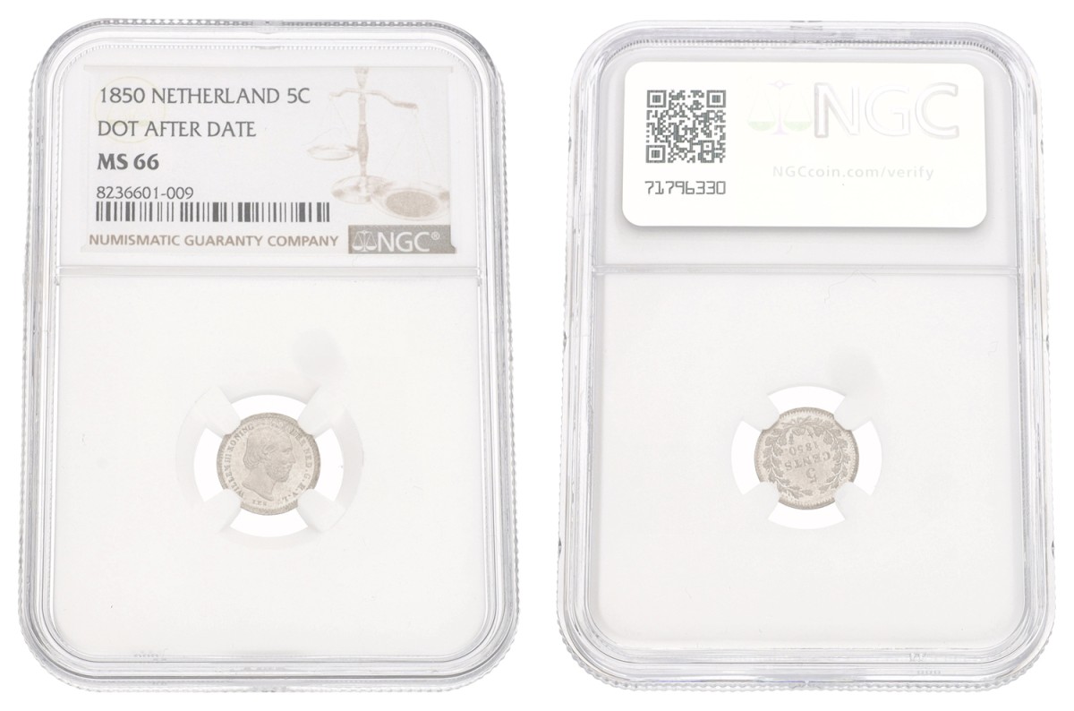 5 Cent. Willem III. 1850 - With dot. MS 66