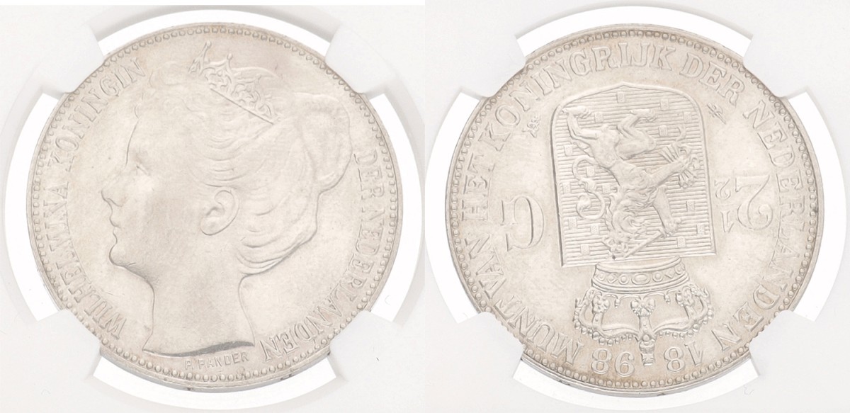 2½ Gulden. Wilhelmina. With dot between P & Pander. 1898. MS 61.