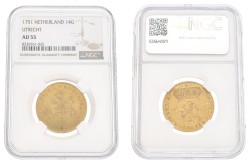 Gouden Rijder van 14 gulden. Utrecht. 1751. AU 55.