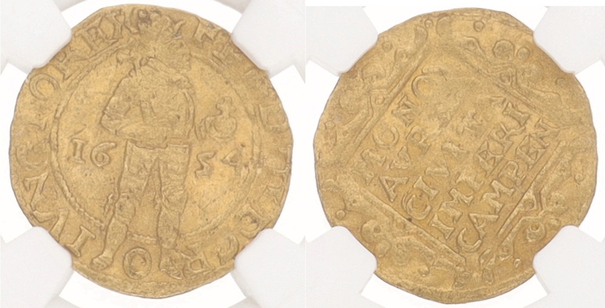 Gouden dukaat. Kampen. 1654. MS 61.