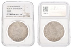 German states. Prussia. Wilhelm II. 5 mark - 200th anniversary of the kingdom. 1901 A. MS 62