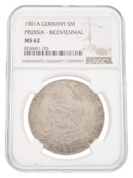 German states. Prussia. Wilhelm II. 5 mark - 200th anniversary of the kingdom. 1901 A. MS 62