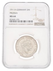 German states. Prussia. Wilhelm II. 2 Mark. 1911A. MS 64.