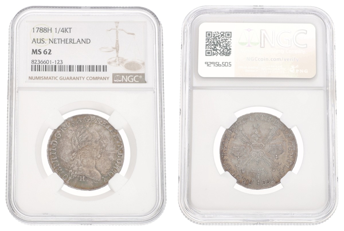 Belgium. Austrian Netherlands. Joseph II. ¼ Kronenthaler. 1788H. MS 62.
