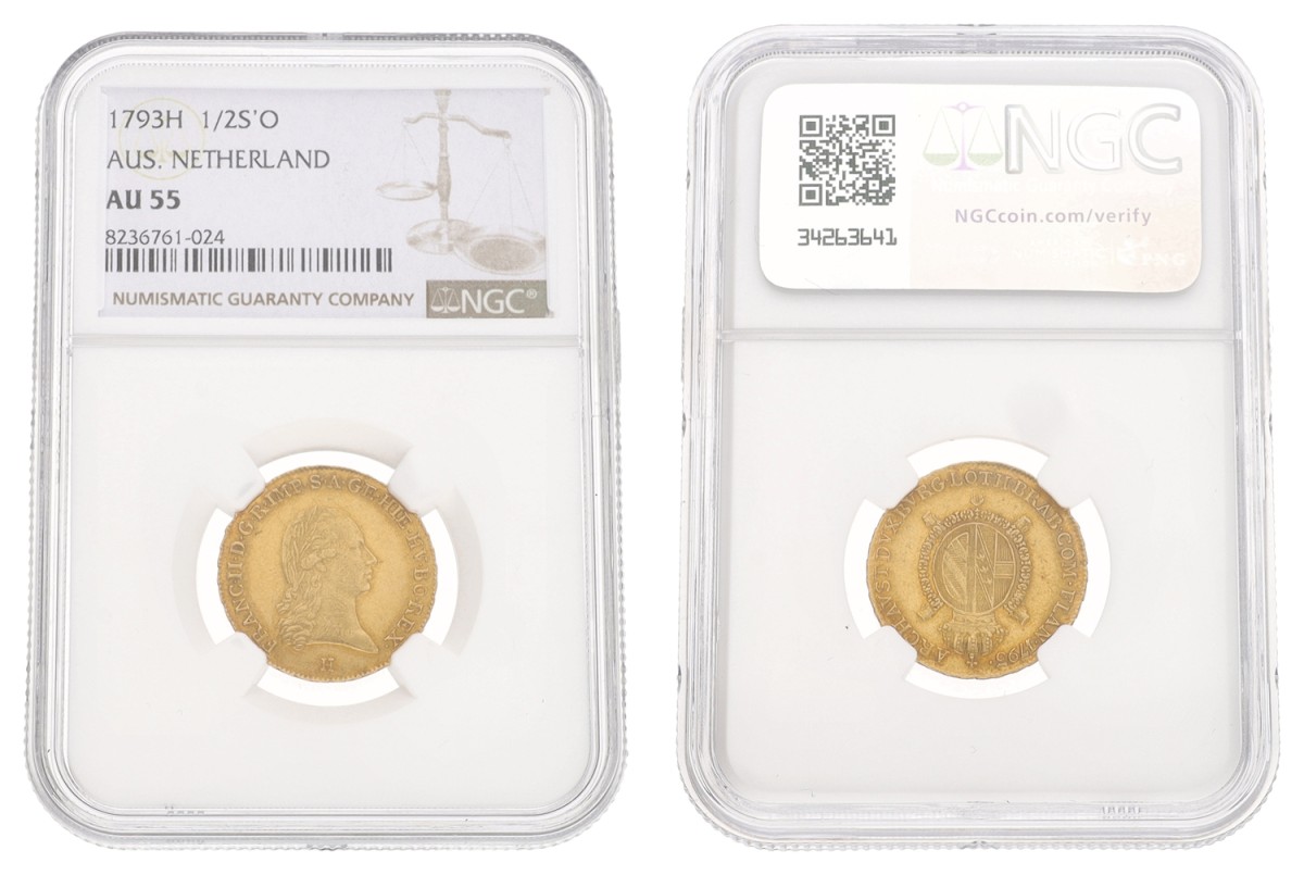 Belgium. Austrian Netherlands. Francis II. 1 Sovereign. 1793H. AU 55.