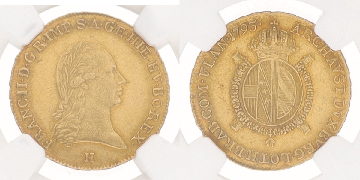 Belgium. Austrian Netherlands. Francis II. 1 Sovereign. 1793H. AU 55.