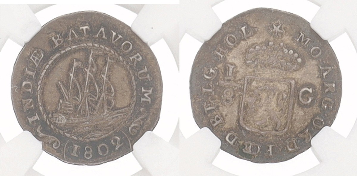 1/8 Gulden. Nederlands-Indië. 1802 - Shield Without Circle. MS 62