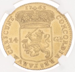 Gouden rijder van 14 gulden. Utrecht. 1763 UNC Details.