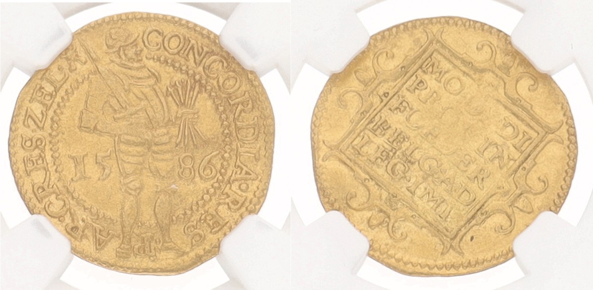 Gouden dukaat. Zeeland. 1586 AU Details.