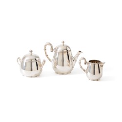 Christofle theeservies (3), model Bamboo, Parijs ca. 1900, verzilverd