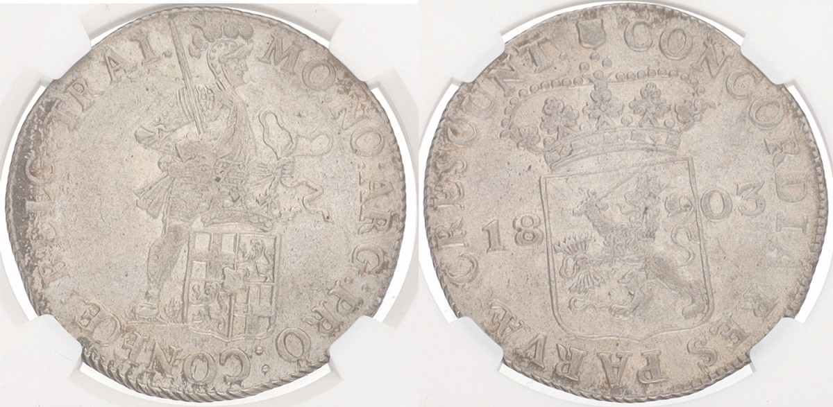 Zilveren dukaat - Long sword. Utrecht. 1803. AU 58
