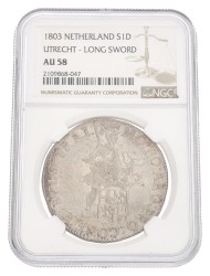 Zilveren dukaat - Long sword. Utrecht. 1803. AU 58