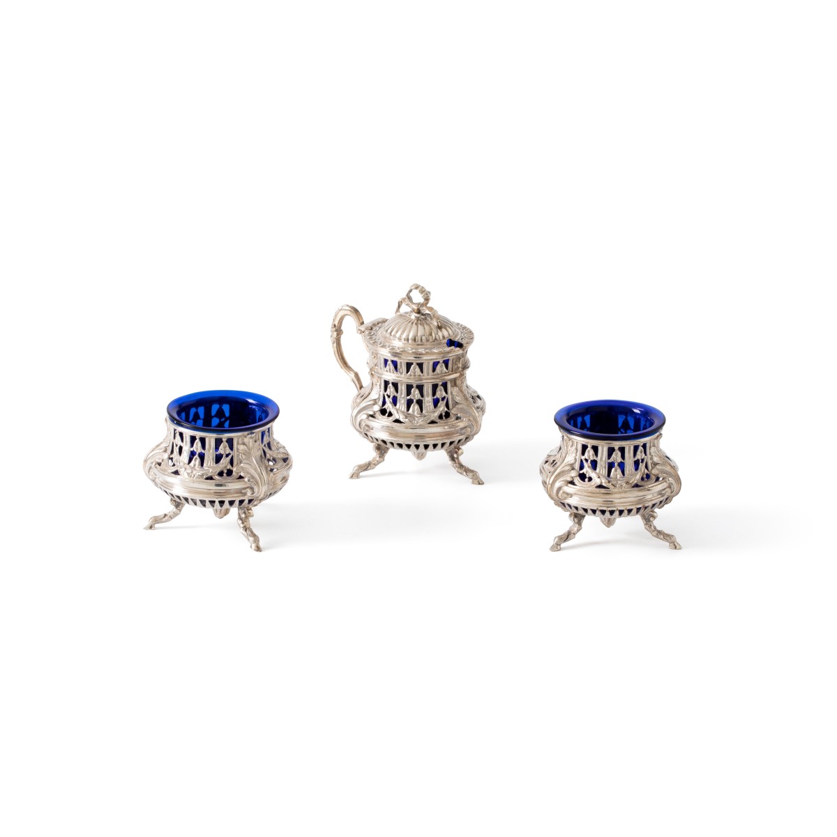 Art Nouveau tafelgarnituur (3), Flamant & Fils, Parijs ca. 1890, zilver
