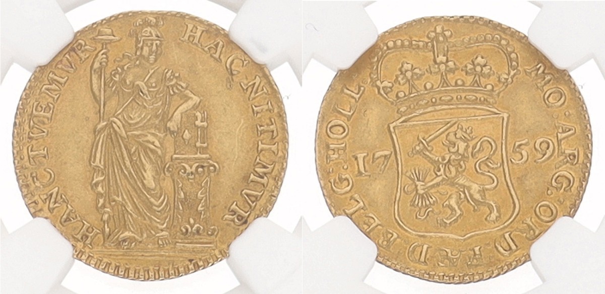 Muntmeesterpenning - Afslag in goud. Holland. 1759. MS 61