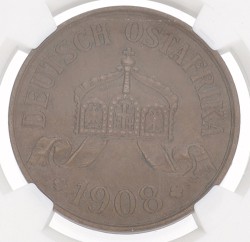 German East Africa. German colony. Wilhelm II. 5 Heller. 1908 J. AU 58
