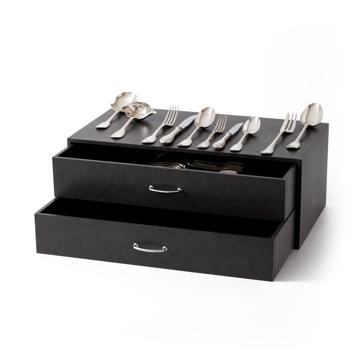 Christofle Cardeilhac bestekcassette (40), model Godrons, Parijs ca. 1960-1970, zilver