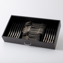 Christofle Cardeilhac bestekcassette (40), model Godrons, Parijs ca. 1960-1970, zilver