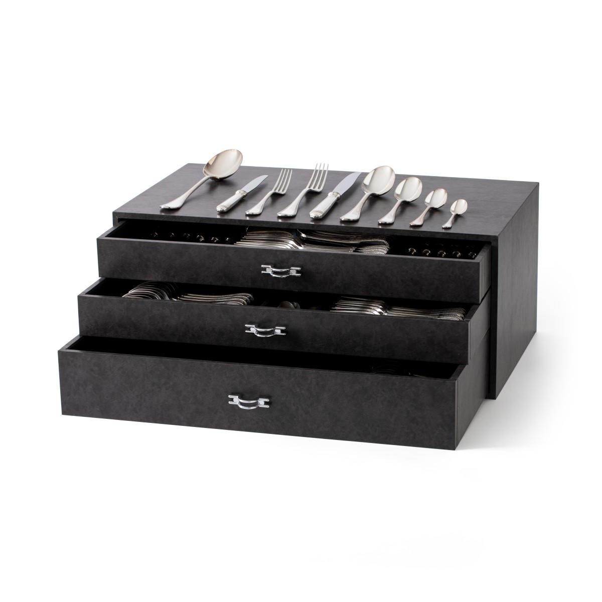 Christofle bestekcassette (99), model Malmaison, Parijs 2000-2010, verzilverd