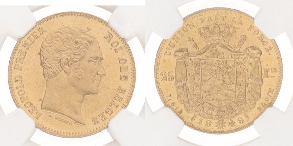 Belgium. Leopold I. 25 Francs. 1848. UNC details