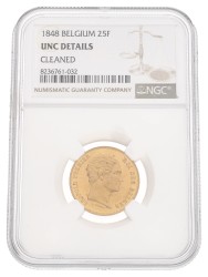 Belgium. Leopold I. 25 Francs. 1848. UNC details