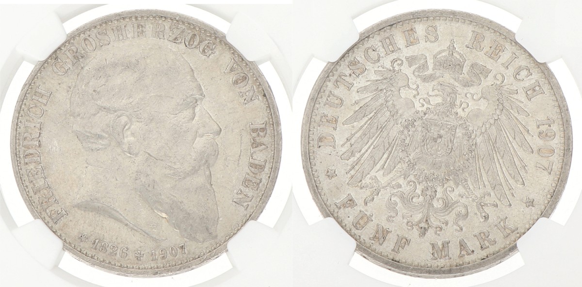 German states. Baden. Friedrich I. 5 Mark - Friedrich's death. 1907. MS 61