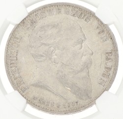 German states. Baden. Friedrich I. 5 Mark - Friedrich's death. 1907. MS 61
