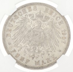 German states. Baden. Friedrich I. 5 Mark - Friedrich's death. 1907. MS 61