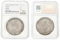 German states. Baden. Carl Leopold Friedrich. Thaler. 1831. AU 55