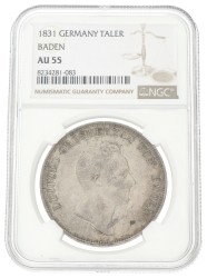 German states. Baden. Carl Leopold Friedrich. Thaler. 1831. AU 55
