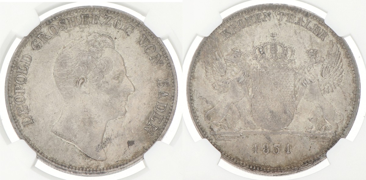 German states. Baden. Carl Leopold Friedrich. Thaler. 1831. AU 55