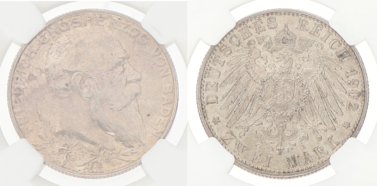German states. Baden. Friedrich. 2 Mark - Golden jubilee. 1902. MS 62