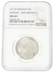 German states. Bavaria. Luitpold. 2 Mark - 90th birthday. 1911 D. MS 64