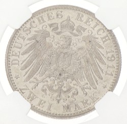 German states. Bavaria. Luitpold. 2 Mark - 90th birthday. 1911 D. PF 62.