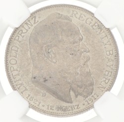 German states. Bavaria. Luitpold. 2 Mark - 90th birthday. 1911 D. PF 62.