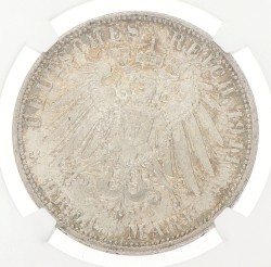 German states. Bavaria. Luitpold. 3 Mark - 90th birthday. 1911 D. MS 64