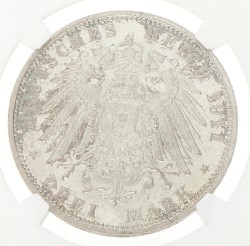 German states. Bavaria. Luitpold. 3 Mark - 90th birthday. 1911 D. MS 65