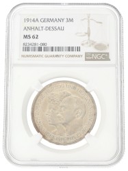 German states. Anhalt-Dessau. Friedrich II. 3 Mark - on the silver mariage. 1914 A. MS 62