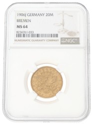 German states. Bremen. 20 Mark. 1906 J. MS 64