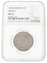 German states. Bremen. 2 Mark. 1904 J. MS 63