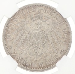 German states. Hesse-Darmstadt. Ernst Lüdwig. 2 Mark - 400th anniversary of Philipps the Magnanimous. 1904. AU 58