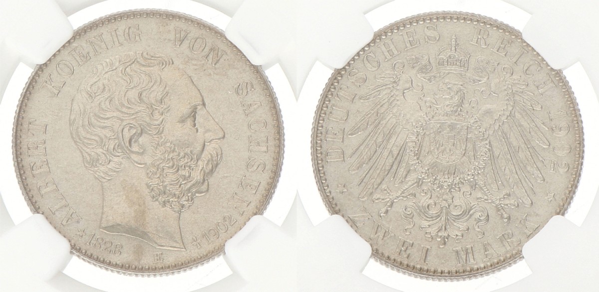 German states. Saxony. Albert. 2 Mark - Albert's death. 1902 E. MS 63