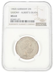 German states. Saxony. Albert. 2 Mark - Albert's death. 1902 E. MS 63