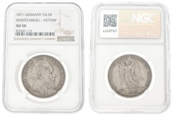 German states. Württemberg. Karl. Thaler - Victory. 1871. AU 50