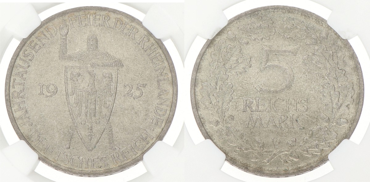 Germany. Weimar republic. 5 Mark - Rhineland. 1925 D. MS 64