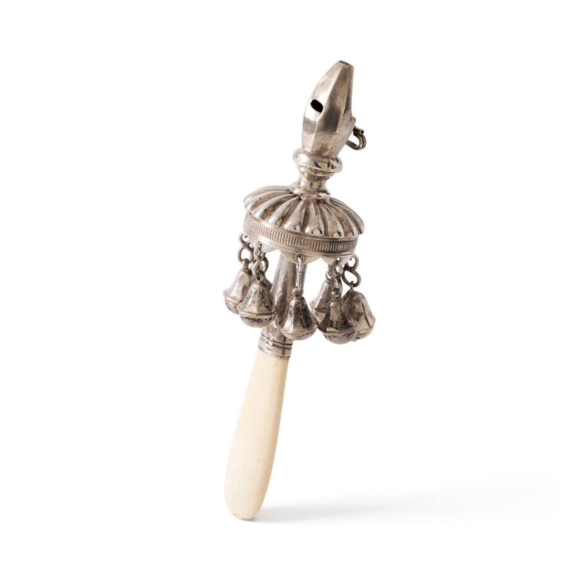 Baby rammelaar, C.F. Kellenbach, Rotterdam ca. 1840, zilver